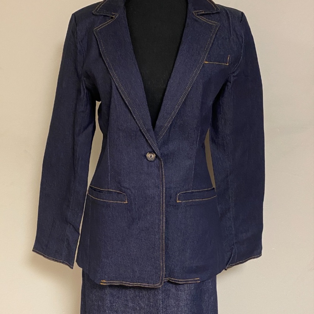 Urban Daisy Stitch Trim Denim Blazer